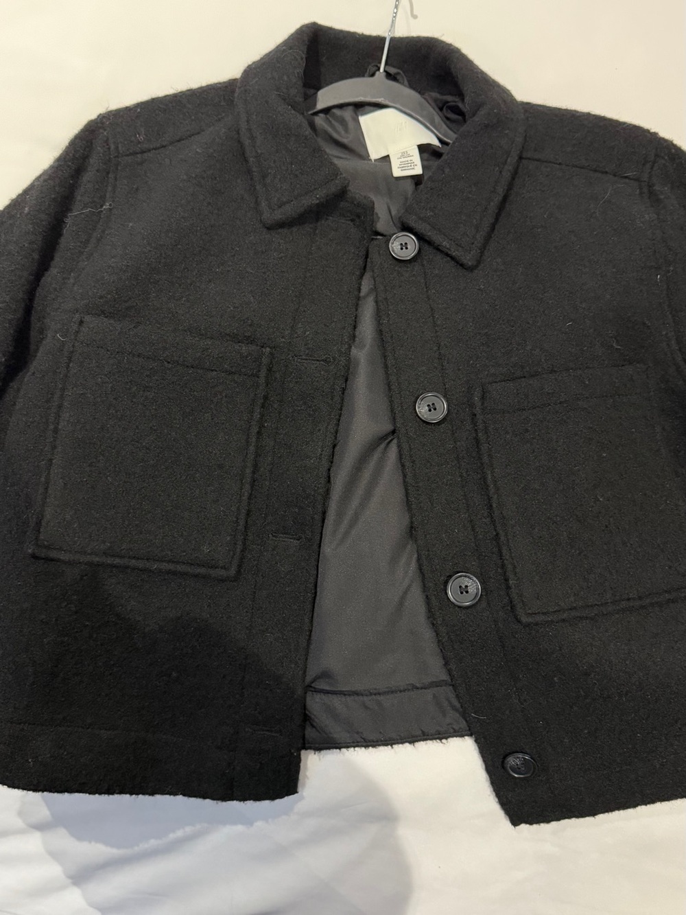 Women’s Black Wool Button-Up Jacket